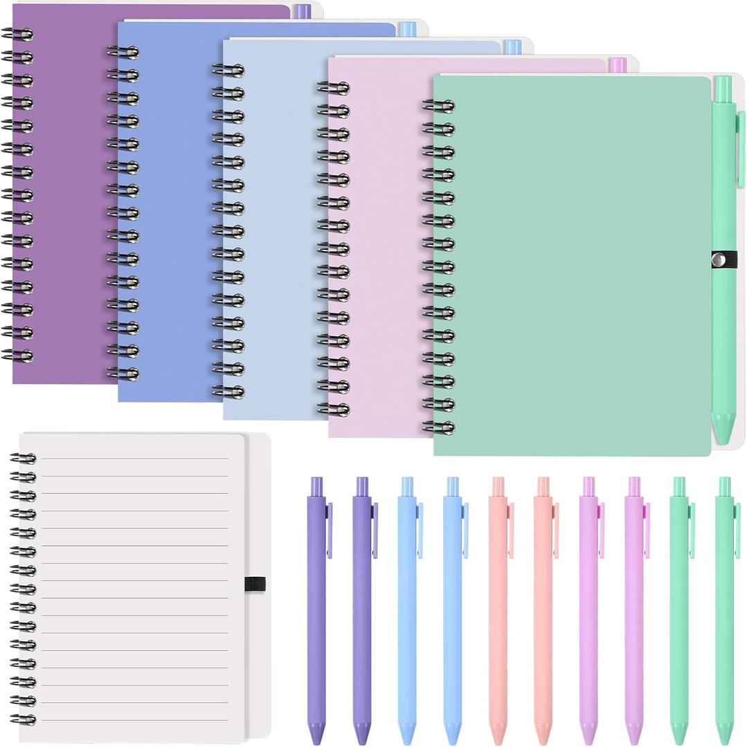 Resurhang 15 Sets Small Notebook Journal with Pen Bulk 4.5 * 5.5 Inch Pocket Size Spiral Lined Notepad for Women Men 100 Pages Notebook Employee Appreciation Gift for Work Study (Morandi)