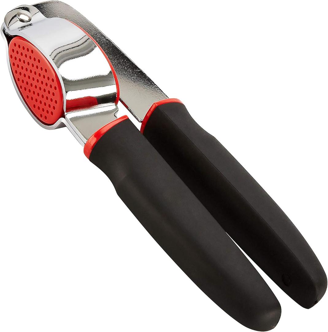 GoodCook Touch Dishwasher Safe Garlic Press with Stainless Steel Head, Black/Red