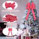 4 Pcs Large Pink Christmas Bows for Wreath 11.8 x 25.6 Inches Velvet Christmas Tree Topper Pink Bow Ornament for Xmas Home Outdoor Indoor Party Decoration