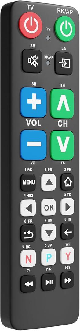 Big Button Universal TV Remote Control for LG, Samsung, Sony, Philips, PANASONIC Smart TV, Easy for The Elderly, Seniors, Elders, Older Adult, No Voice