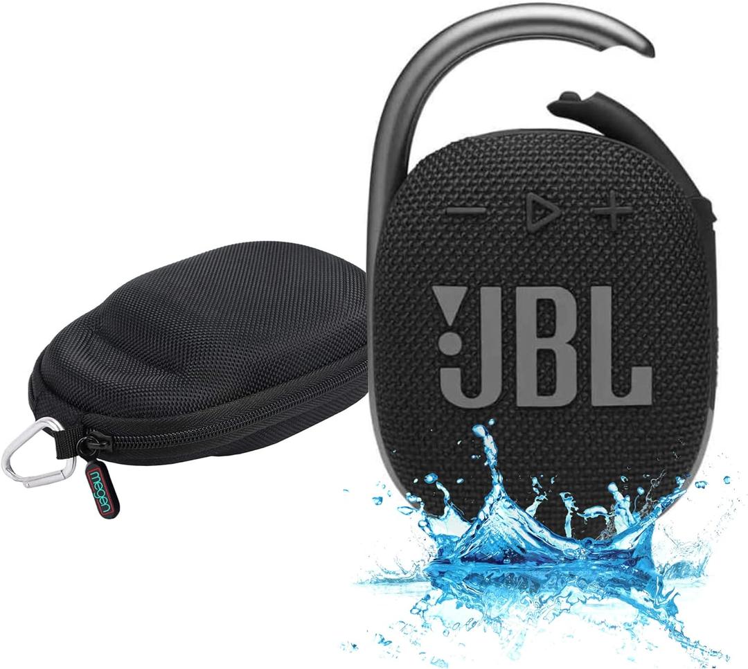 JBL Clip 4 Waterproof Portable Bluetooth Speaker Bundle with Megen Protective Hardshell Case (Black)