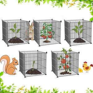 Plant Protector Cage, Plant Wire Cloche Protect Garden Vegetables from Chickens,Rabbits,Deer, 20 Pieces Metal net Can be DIY Assemble for Plant Cages to Keep Animals Out, Black