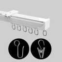 Ceiling Mount Curtains Track Room Divider Privacy Partition Separator Curtain Tracks Rods Heavy Duty RV Shower Outdoor Rail Clip Hook Set, White 3-6ft (6ft, White)