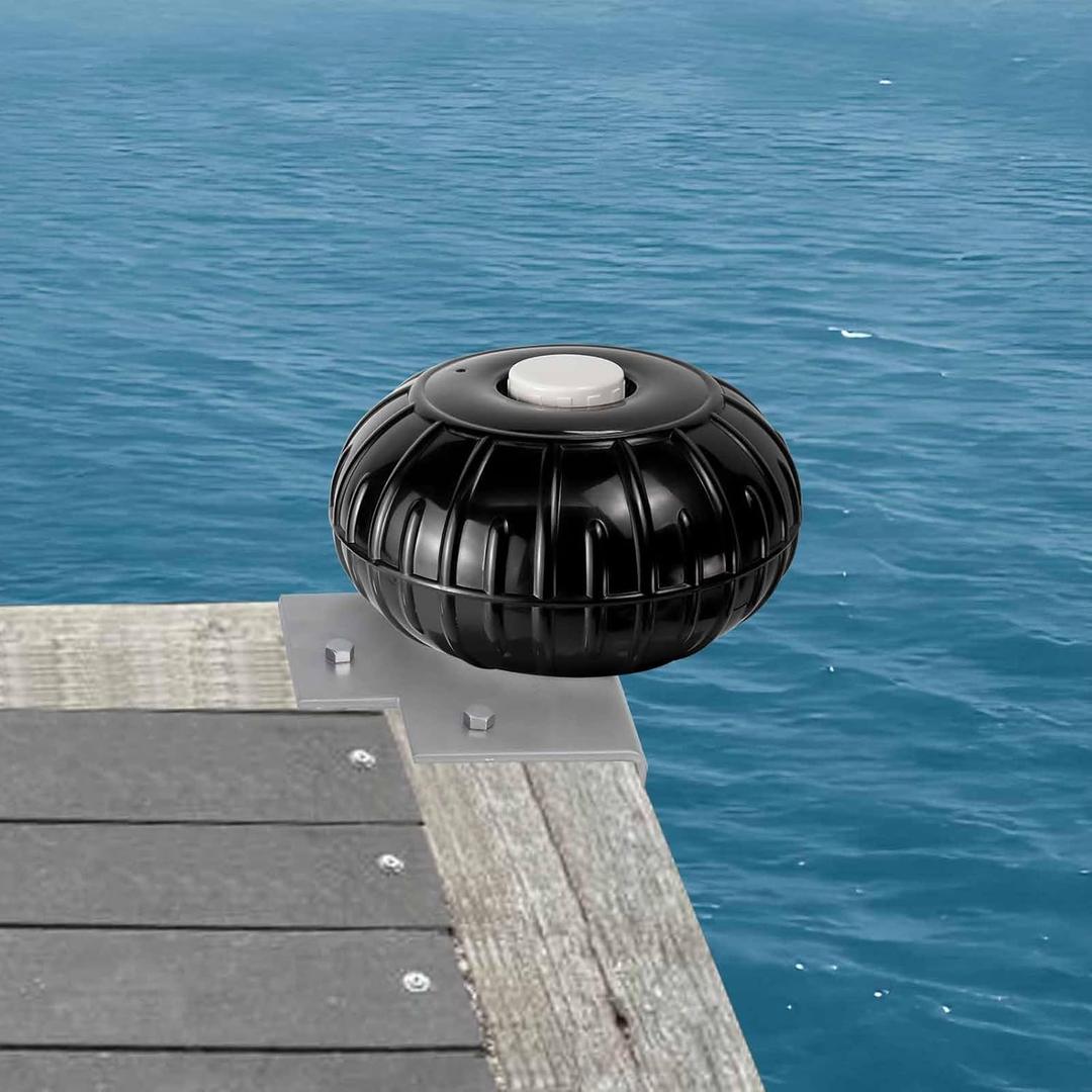 Dock Bumpers Wheel,Corner Mount Boat Dock Wheel Bumper,Dock Corner Bumper Wheel Fender for Docking Pontoon Boat,Marine-Grade,Inflatable 12",Smooth Rolling,with Heavy-Duty Hardware (Black)