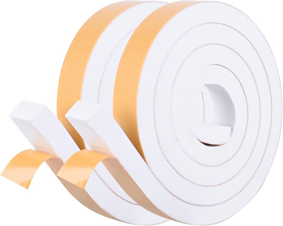Self-Adhesive High Density Foam Insulation Tape - 1in x 3/4in x 13Ft Weatherstrip with Strong Adhesive for Door and Window Soundproofing