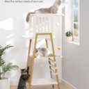 FourFurPets Modern Cat Tree, 58-Inch Cat Tower for Large Cats, Maine Coon Cat Tree with Scratching Board, Large Perch, Hammock and Removable Pads, White