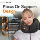 MLVOC Neck Pillow for Traveling, Upgraded 100% Pure Memory Foam Travel Neck Pillow for Airplane Flight Sleep, Breathable & Machine Washable Cover, Travel Kit with 3D Eye Mask, Earplugs & Bag, Black