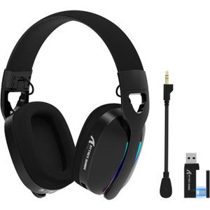 Yindiao Attack Shark L90 Ultralight RGB Wireless Gaming Headset with Plug-in Microphone,Bluetooth 5.3 & 2.4G Wireless & Wired Headphone, 7.1 Surround Sound for Xbox One Series, PS4,PS5 & PC (Black)