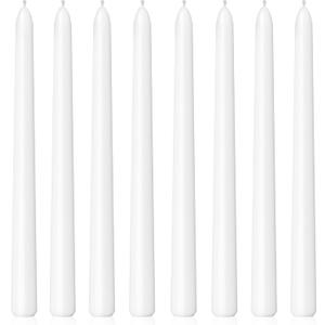 8 Pack 10 Inch White Smooth Taper Candle Set, 7/8 Inch Unscented Driples Candlesticks for Home Decoration, 6-7 Hours Burn