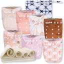 Nora's Nursery Cloth Diapers 7 Pack with 7 Inserts & 1 Wet Bag - Waterproof Cover, Washable, Reusable & One Size Adjustable Pocket Diapers for Newborns and Toddlers - Magnolia