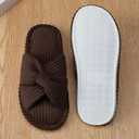 Enteer Women's Corduroy Bow Memory Foam Slippers, Open Toe Cross Band Non-Slip Indoor Outdoor House Slippers