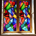 Stained Glass Window Film Geometry Iridescent Flakes Window Privacy Film Stained Decals Static Cling Sun Blocking Decor for Home Office Windows Door Glass Partitions 17.7x39.3 inch