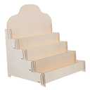 Stylish Wooden Card Display Stand Multi-Functional Tiered Holder for Greeting Cards Photos and Makeup Natural Desktop Storage Rack for Home Office and Retail Use