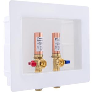 SharkBite Max 1/2 Inch x 3/4 Inch MHT Washing Machine Outlet Box with Water Hammer Arrestor, Push-to-Connect Brass Plumbing Fittings, PEX, Copper, CPVC, PE-RT, 25031