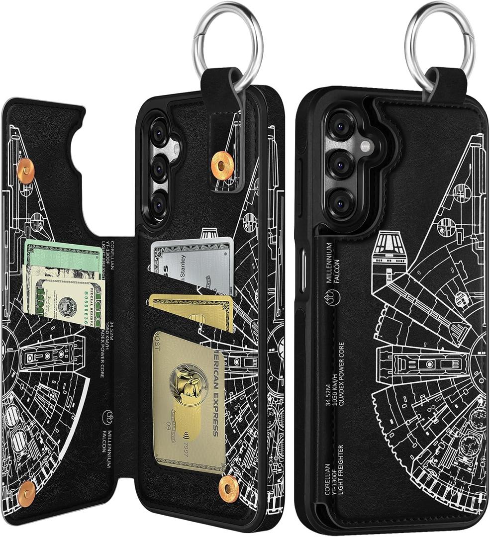 Shorogyt for Samsung Galaxy A25 5G Wallet Case with Card Holder - Designer Space Pattern Kickstand Magnetic Clasp Back Flip Folio Leather Phone Cases for Galaxy A25 5G for Women Men Girls