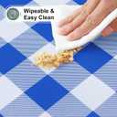 misaya Round Fitted Tablecloth with Elastic Edge, Buffalo Plaid Waterproof Vinyl Flannel Backed Table Cloth Cover Fits 45"-56" Round Tables for Dinner, Outdoor, Picnic, Blue White Check