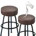 FUANGUI Bar Stool Covers Round Set of 2, Waterproof PU Bar Stool Seat Covers with Elastic Bands,Bar Stool Chair Covers Washable Stool Cushion Slipcover for 16-18 Inch - Coffee, XL