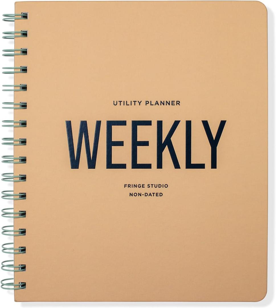Fringe Studio Paper Cover Non-Dated Weekly Planner, "UTILITY WEEKLY", Approx. 7" w x 8.5" h, 160 Pg, Utility Collection (878PA003FSC)