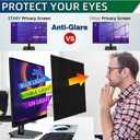 STARY 2-Pack 24 Inch Privacy Screen for Computer Monitor 16:9 Aspect Ratio, Eye Protection, Anti Blue Light, Glare Shield, Removable Black Blackout Anti Spy Desktop Security Private Filter