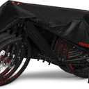 Topcrown Bike Cover Waterproof Outdoor Storage for 3 Bikes, Bicycle Cover Rain Sun UV Dust Wind Proof with Storage Bag for Mountain Road Bike/Ebike (420D Black+Red, XXXL Size for 3 bikes)