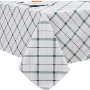 Heavy Duty Vinyl Tablecloth with Flannel Backing Waterproof Oil-Proof Plastic Table Cloth Stain-Resistant Wipeable Rectangle or Square Table Cover for Indoor and Outdoor (Green Plaid，60x102 Inch)