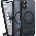BXYJY for iPhone 17 Magnetic Case with Stand, Compatible with MagSafe, Camera Control Button, Full Lens Protection, Rugged Military Grade Drop, Hard Translucent Matte Slim Case for iPhone 17, Black