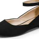 DREAM PAIRS Women's Dress Flats Ballet Low Wedge Round Toe Ankle Strap Comfortable Casual Flats Shoes, Size 5