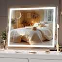 Vanity Mirror with Lights, 16.9" x 13.4" LED Makeup Mirror, Light up Mirror with 10X Magnification, Smart Touch 3 Colors Dimmable, 360° Rotation (White