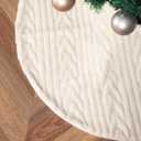 Christmas Tree Skirt 48 Inch Snowy White Thick Faux Fur White Tree Skirts Snowy & Thick for Xmas Year Party Holiday Home Decorations (Large)