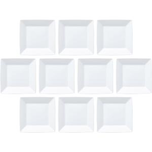 Set of 10, Square White 7.1 inches (18 cm) Deep Plates, 7.1 x 1.3 inches (18 x 3.4 cm) | Western Dinnerware Dishes Setomonohonpo