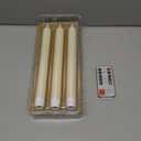 GenSwin Flameless Ivory Taper Candles Flickering with 10-Key Remote, Battery Operated Led Warm 3D Wick Light Window Candles Real Wax Pack of 6, Christmas Home Wedding Decor(0.78 X 9.64 Inch)