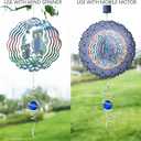 Gazing Ball Spiral Tail Wind Spinner Stabilizer, Garden Decorations Stainless Steel Metal with Hook & Blue Crystal Glass Orb Outdoor Hanging Decor Kinetic Yard 3D Swivel Art Sun Catchers