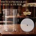 51oz French Press Carafe Replacement with Stainless Steel Filter, High-Heat Borosilicate Glass Replacement Fits Most 51oz 12 Cup/1.5L French Press Coffee Makers