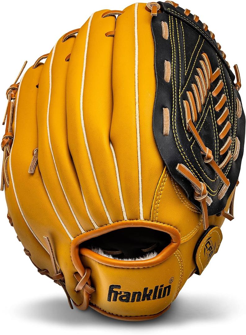 Franklin Sports Baseball and Softball Glove - Fieldmaster Adult + Youth Baseball Gloves - Men's + Women's Infield + Outfield Mitt (Tan)
