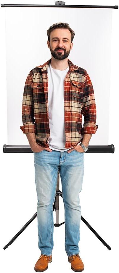 Retractable White Photo ID Backdrop for Passport Photos (Free Standing) 96" W x 120" H