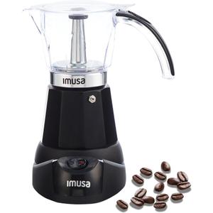 Imusa 6 or 3 Cup Electric Espresso Maker Black Coffee Machine for Cuban Coffee, Moka and Espresso Drinks