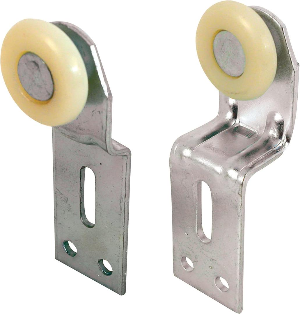 2 x Prime-Line N 7532 Sliding Closet Door Roller Kit, 1 in. Wheel Diameter, Convex (Round) Edge Plastic, Stamped Steel Construction, Includes 1/4 and 3/4 in. Offset Pairs (2 Pack)