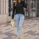 ATHMILE Womens Long Sleeve Shirts Pleated Business Casual Basic Tunic Tops Fall Tees Clothes (Black, XXL)