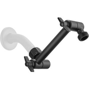 5 Inch Adjustable Shower Head Extension Arm With Locking Set Screw, Singing Rain Brass Matte Black Angle Height Adjustable, Easy To Install, G1/2 Universal Connector Compatible (Matte Black Finish)