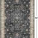 Black Modern Farmhouse 5x8 Area Rug for Living Room, Boho Large Entryway Rug, Dark Floor Carpet for Kitchen Under Small Dining Table, Bedroom - Washable Low Pile Waterproof Non Slip & Stain Resistance