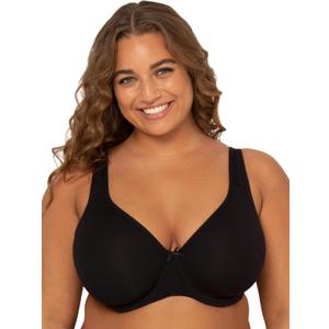 Fit For Me By Fruit of the Loom Women's Plus Size Cotton Unlined Underwire Bra-Pinch-Free Straps - Side and Back Smoothing (38G, Black Hue)