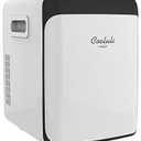 Cooluli 15L Mini Fridge for Bedroom - Car, Office Desk & College Dorm Room - 12V Portable Cooler & Warmer for Food, Drinks, Skincare, Beauty, Makeup & Cosmetics - AC/DC Small Refrigerator (White)