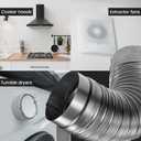 4" Inch Flexible Duct - 1.48 to 3.28 ft Length - Corrugated Aluminum Ducting Connector - Galvanized Steel End Sleeves - Washer and Dryer Exhaust Duct - Dust Collection Hose - Dryer Duct