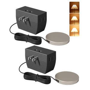 DEWENWILS 2 Pack Touch Dimmer Switch, Touch Pad Control with 3 Levels of Dimming, Dimmable LED/CFL Lights, and Incandescent Bulbs, Extension Cord, ETL Listed, Black