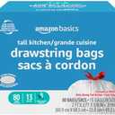 Amazon Basics Ultra-Force Tall Kitchen Drawstring Trash Bags, Classic Clean Scented, 13 Gallon, 130 Count