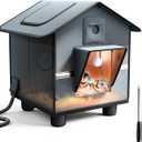 Heated Cat House for Outside for Winter - Elevated Weatherproof Feral Cat Shelter with Aluminum Insulation & 30W Heating Pad, Waterproof Outdoor Pet House for Single Small Cat Up to 12lbs, Barn Porch