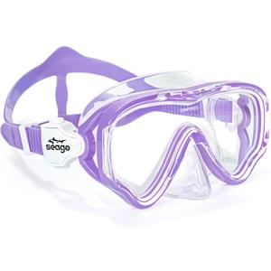 Seago Kids Swim Goggles Snorkel Diving Mask for Youth(5-15), Anti-Fog 180 Clear View (Purple)