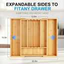 Bamboo Expandable Silverware Organizer - Adjustable Cutlery Tray with 3 Removable Dividers & 5 Tracks, Drawer Organizer for Utensils, Stationery, Tools (12.6" to 20.5")