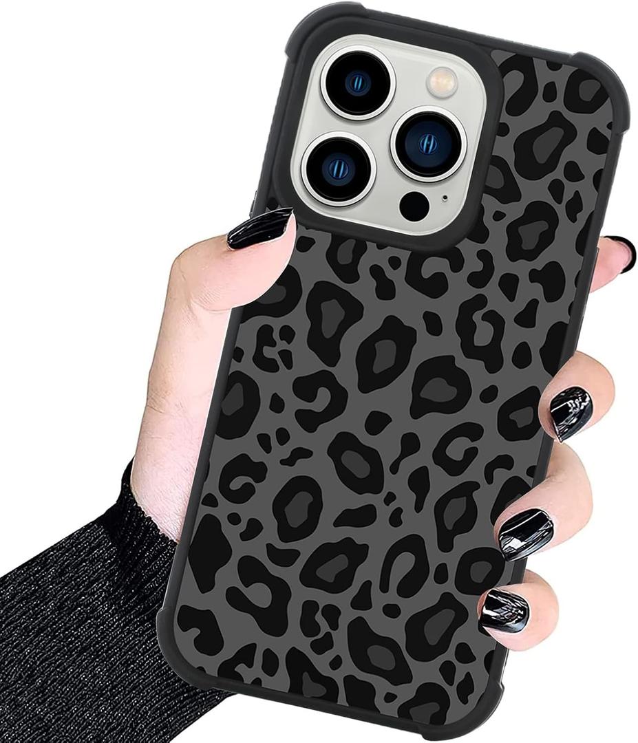 KANGHAR Case Compatible with iPhone 14 Pro Max,Black Leopard Design,Tire Texture Non-Slip +Shockproof Rugged TPU Protective Case for iPhone 14 Pro Max 6.7 Inch (2022) Leopard Pattern