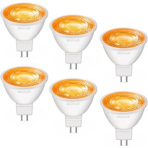 LED MR16 Orange Light Bulb 4W, 20W 35W 50W Halogen Equivalent, 12V Low Voltage GU5.3 Bi-Pin Led Orange Bulbs for Halloween Outdoor Landscape Yard Garden Tree Pool Holiday Lighting, 38 Deg, 6 Pack